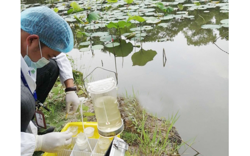 河道水水質(zhì)檢測現(xiàn)場